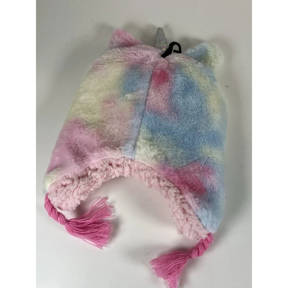 Unicorn Fleece Beanie Toddler Girls | Pink Sherpa Lined Winter Hat‎ | NEW